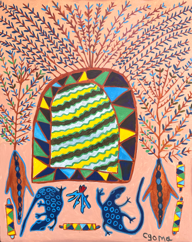 HUT WITH BEADWORK PATTERS, 2026 (OIL ON CANVAS)