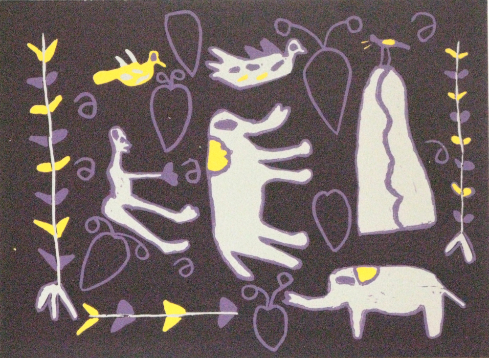 MAN AND ELEPHANT, 2014 (REDUCTION LINOCUT)