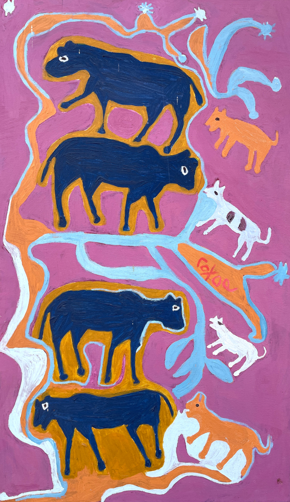 LIONESS AND HYENAS, 2016 (OIL ON CANVAS)
