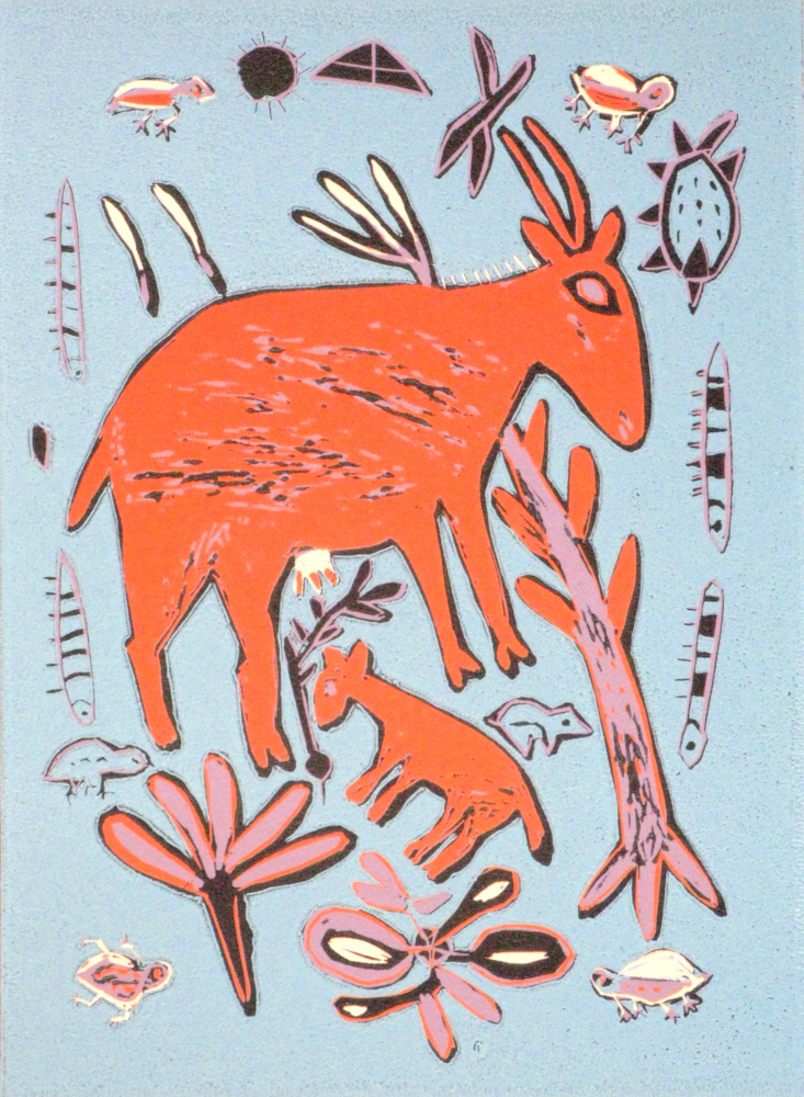 LET OUR WILDLIFE MULTIPLY, 2015 (REDUCTION LINOCUT)