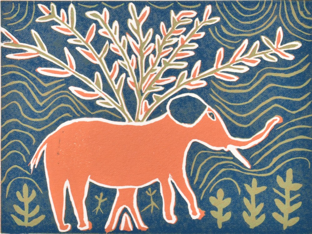 ELEPHANT, 2019 (REDUCTION LINOCUT)