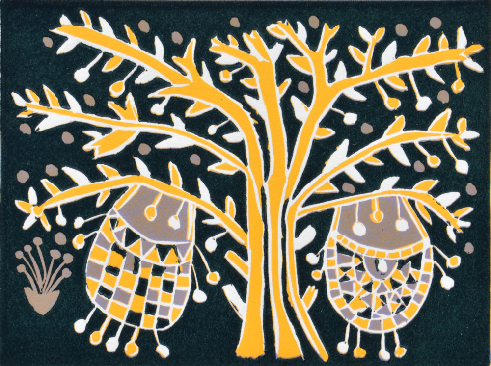 SKIN BAGS, 2019 (REDUCTION LINOCUT)