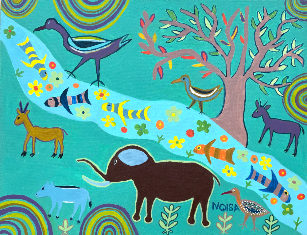 ANIMALS AT THE RIVER, 2024 (OIL ON CANVAS)