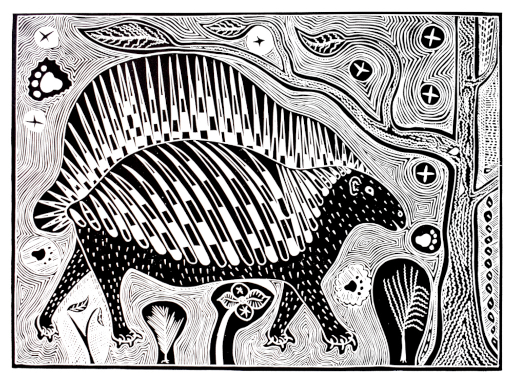 PORCUPINE 2, 2022 (LINOCUT)