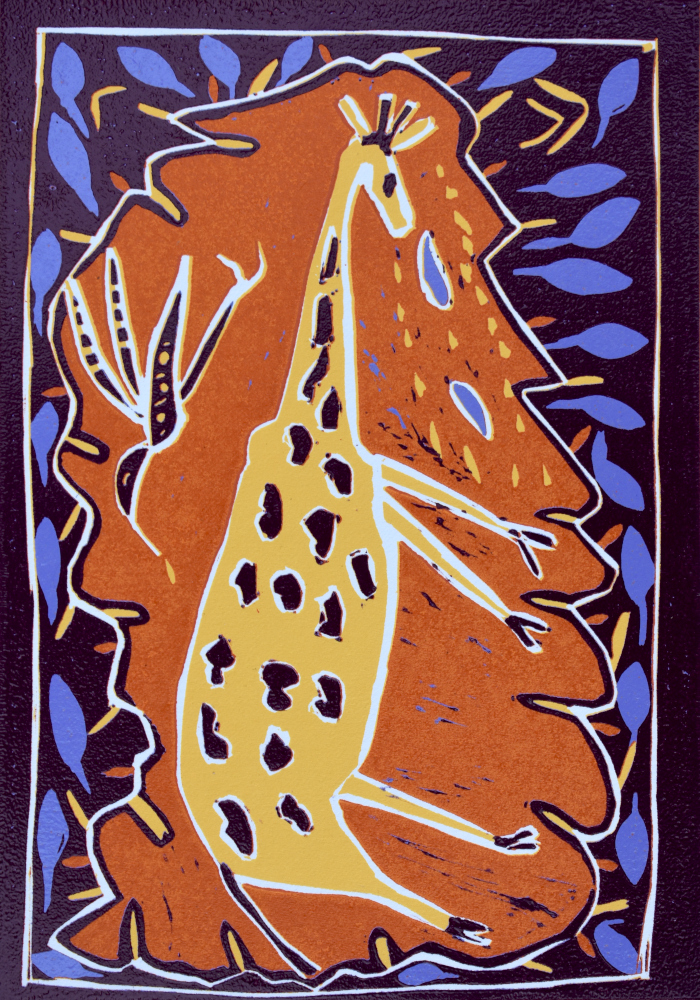 GIRAFFE, 2022 (REDUCTION LINOCUT)