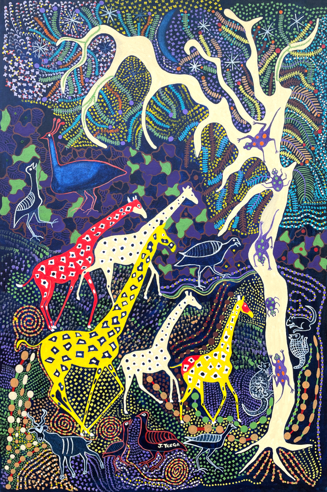 GIRAFFES AND OTHER ANIMALS, 2025 (OIL ON CANVAS)