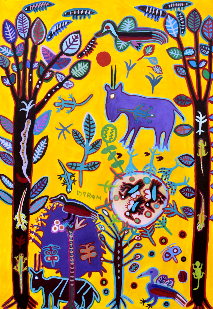 GEMSBOK AND BIRDS, 2022    (OIL ON CANVAS)