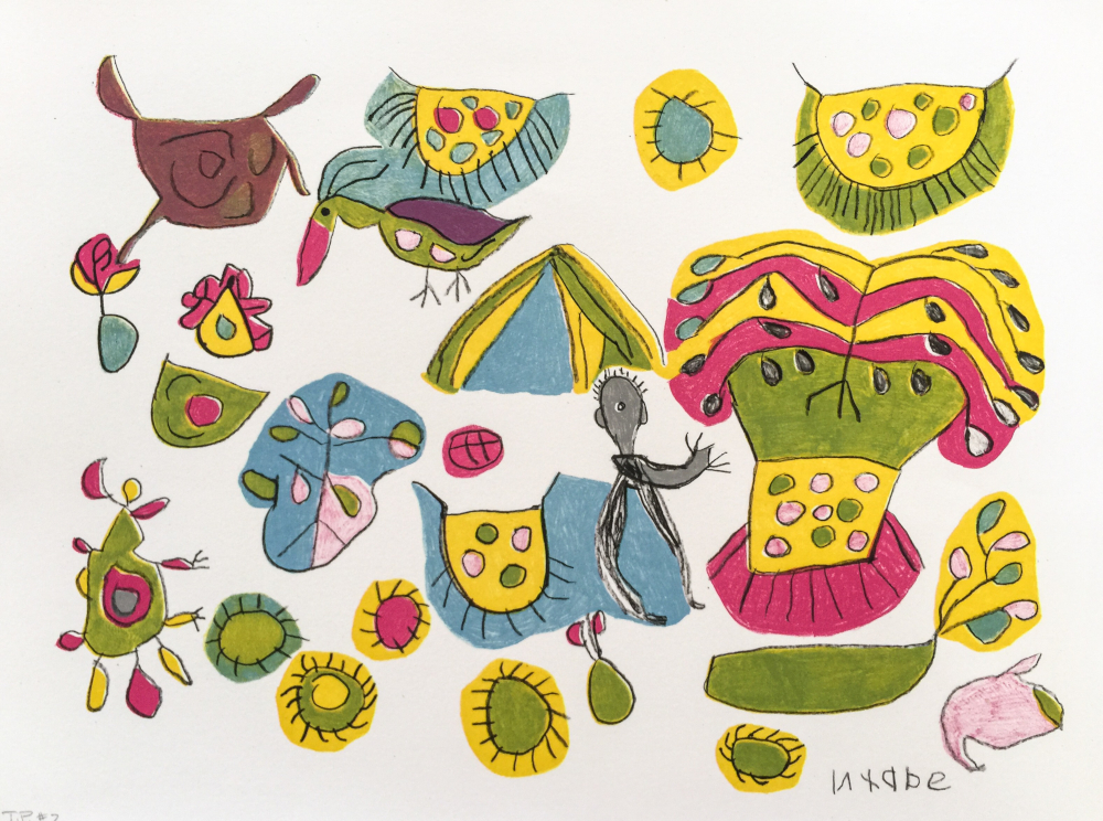 WOMEN COLLECTING VELD-FOOD AND SKIN-BAG, 2008 (LITHOGRAPH)