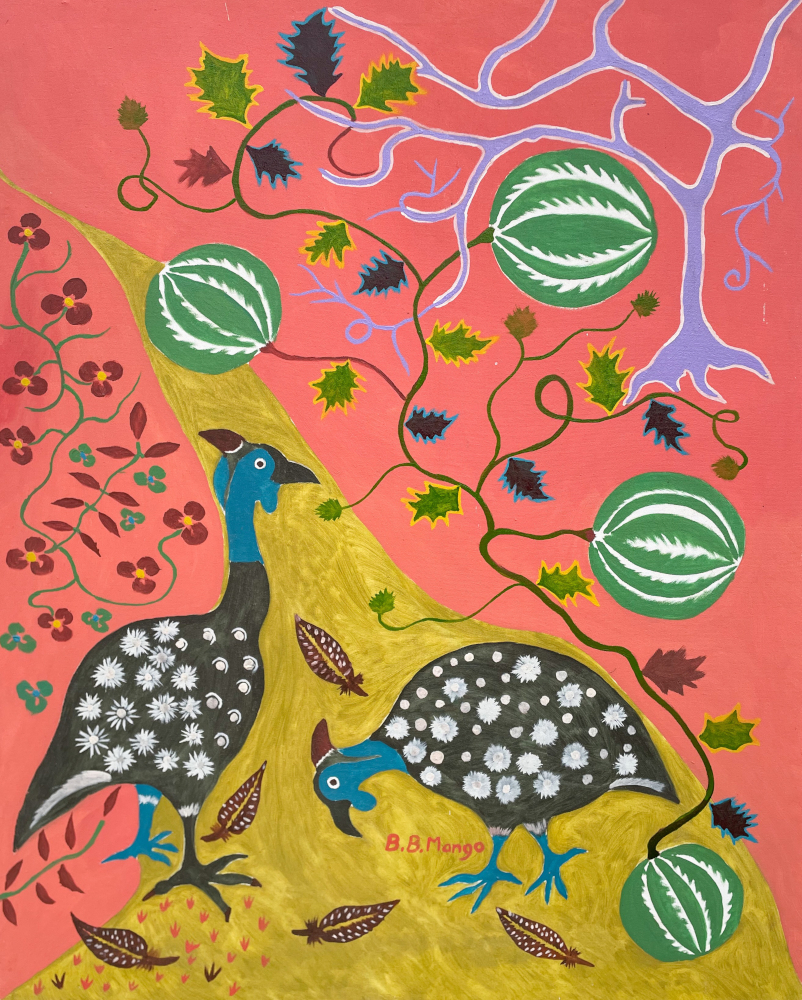 WILD MELONS AND GUINEAFOWL, 2024  (OIL ON CANVAS)