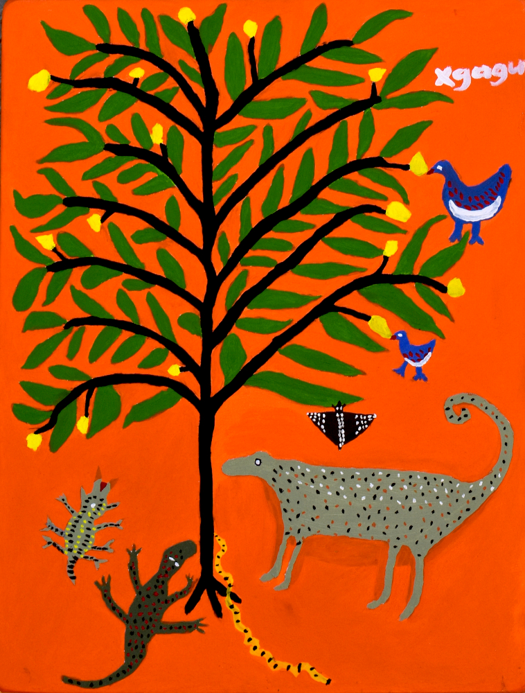 ANIMALS AND INSECTS AROUND WILD BERRY BUSH, 2026 (OIL ON CANVAS)